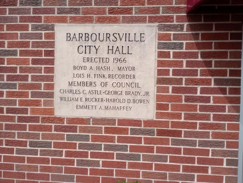 Barboursville City Hall Cornerstone image. Click for full size.