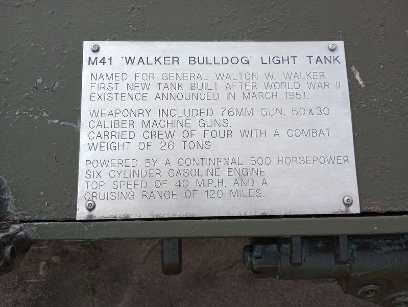 M41 "Walker Bulldog" Light Tank Marker image. Click for full size.