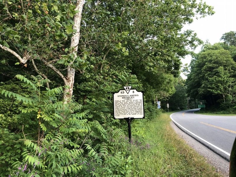 Stephen F. Austin's Birthplace Marker. Click for full size. Stephen F. Austin's Birthplace Marker image. Click for full size.