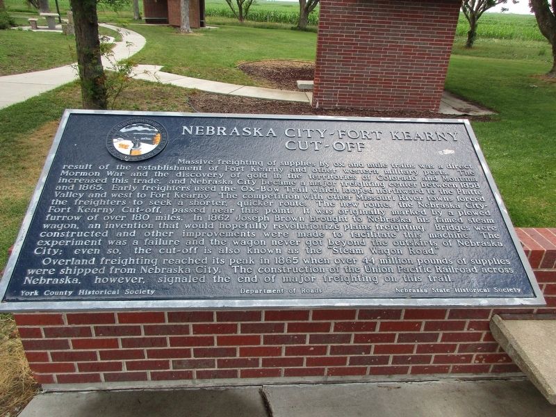 Nebraska City - Fort Kearny Cut-Off Marker. Click for full size. Nebraska City - Fort Kearny Cut-Off Marker image. Click for full size.