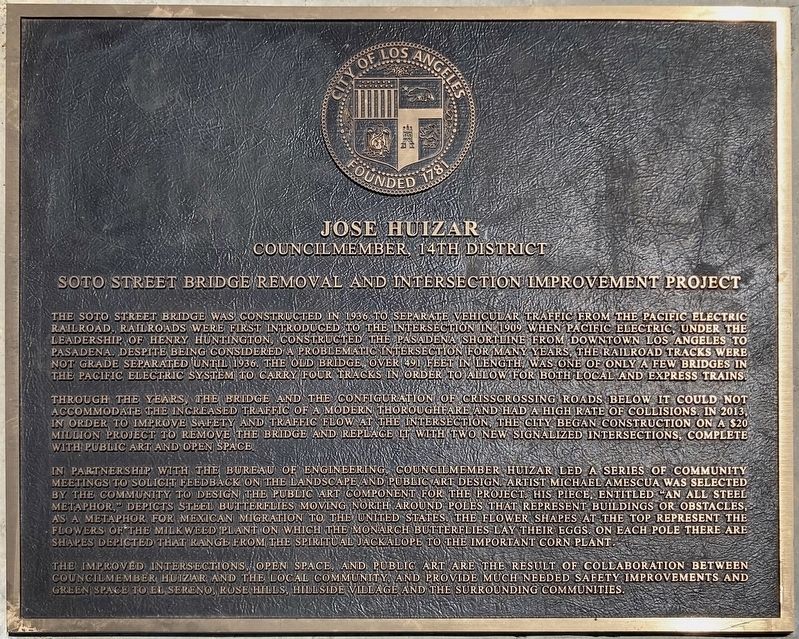 Soto Street Bridge Marker. Click for full size. Soto Street Bridge Marker image. Click for full size.