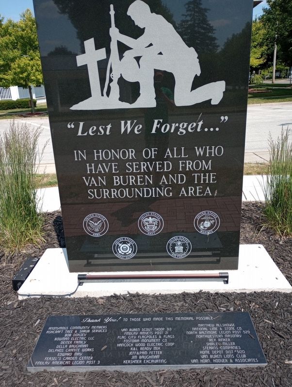 Van Buren War Memorial Marker. Click for full size. Van Buren War Memorial Marker image. Click for full size.