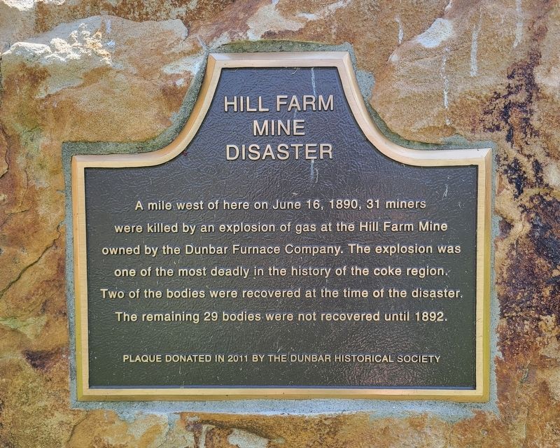 Hill Farm Mine Disaster Marker image. Click for full size.