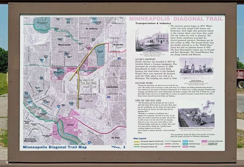 Minneapolis Diagonal Trail Marker south side. Click for full size. Minneapolis Diagonal Trail Marker south side image. Click for full size.