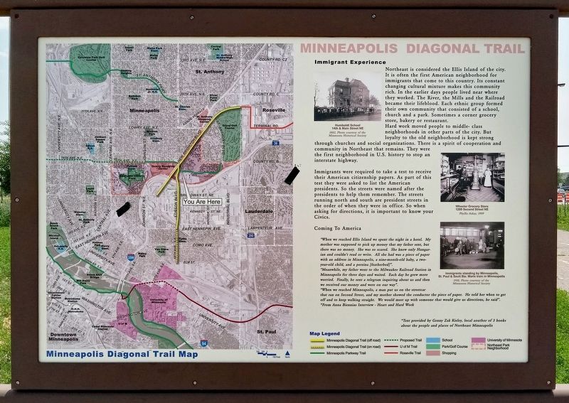 Minneapolis Diagonal Trail Marker north side image. Click for full size.