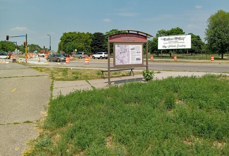 Minneapolis Diagonal Trail Marker. Click for full size. Minneapolis Diagonal Trail Marker image. Click for full size.