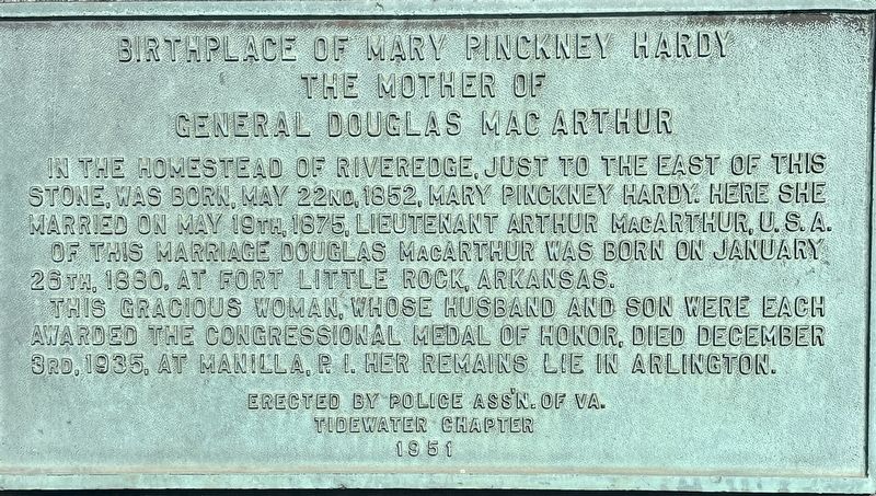 Birthplace of Mary Pinckney Hardy Marker image. Click for full size.