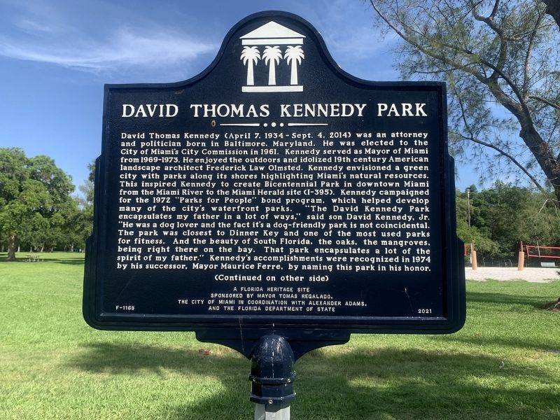 David Thomas Kennedy Park Marker Side 1 image. Click for full size.