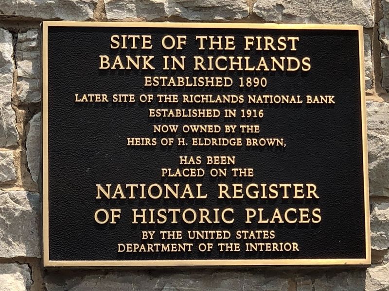 Site of the First Bank in Richlands Marker. Click for full size. Site of the First Bank in Richlands Marker image. Click for full size.