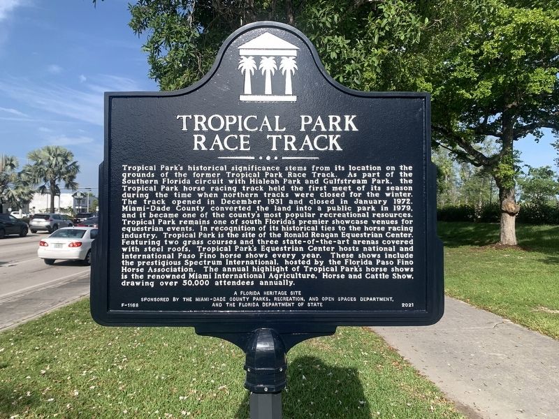 Tropical Park Race Track Marker image. Click for full size.