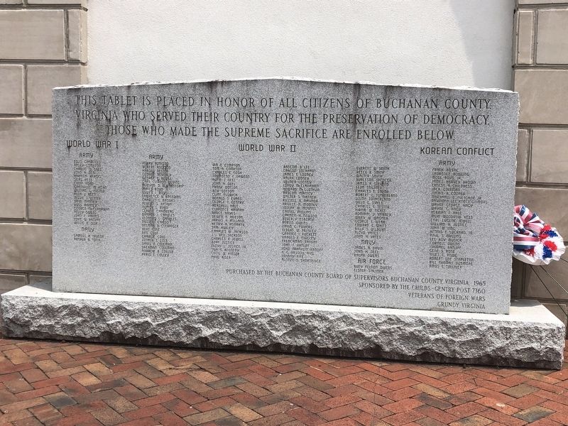 Buchanan County War Memorial Marker image. Click for full size.