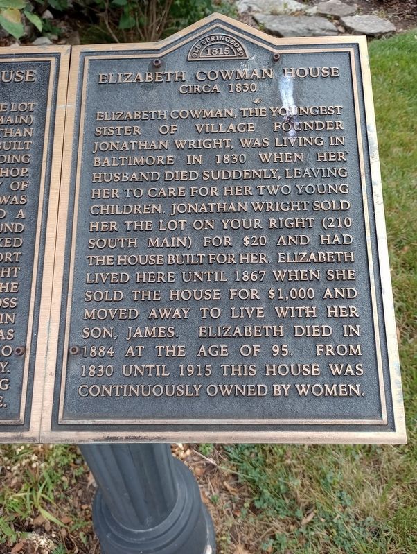 Elizabeth Cowman House Marker image. Click for full size.