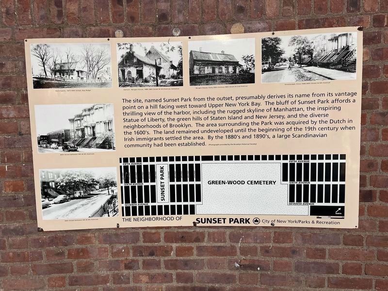 The Neighborhood of Sunset Park Marker. Click for full size. The Neighborhood of Sunset Park Marker image. Click for full size.