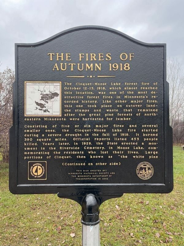 The Fires of Autumn 1918 Marker. Click for full size. The Fires of Autumn 1918 Marker image. Click for full size.