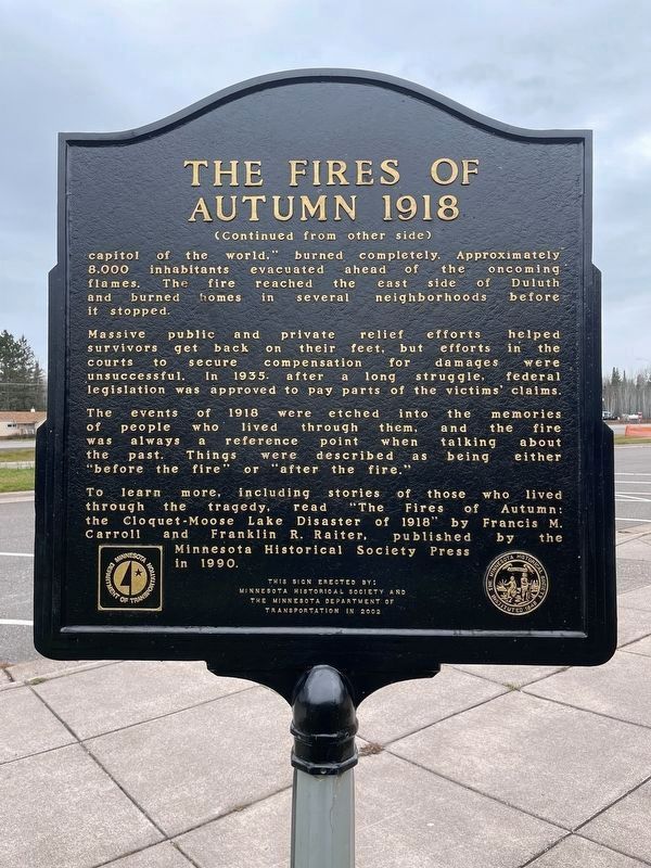 The Fires of Autumn 1918 Marker Reverse image. Click for full size.