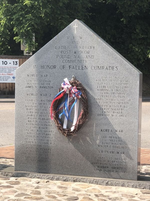 Pound War Memorial Marker, Side One image. Click for full size.