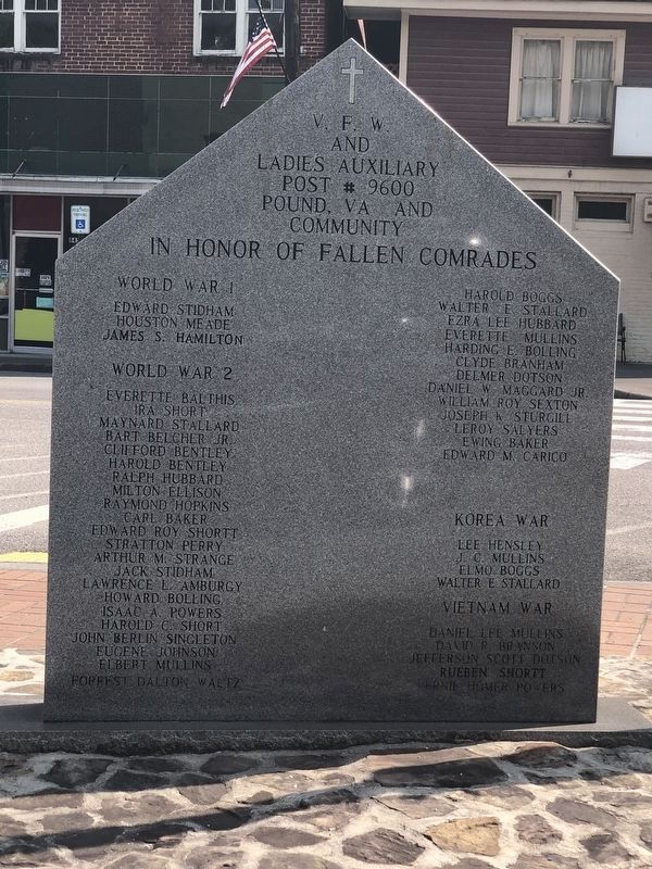 Pound War Memorial Marker, Side Two. Click for full size. Pound War Memorial Marker, Side Two image. Click for full size.