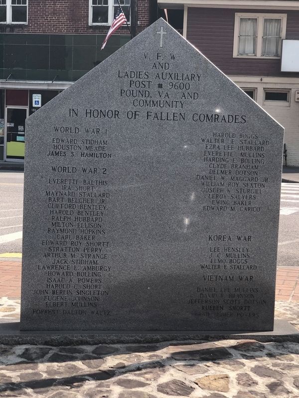 Pound War Memorial Marker, Side Two image. Click for full size.