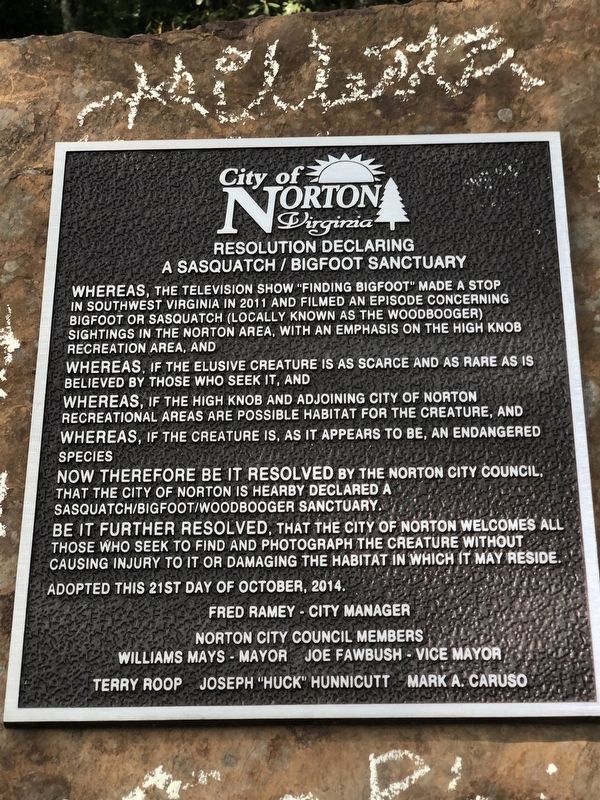 Resolution Declaring a Sasquatch/Bigfoot Sanctuary Marker. Click for full size. Resolution Declaring a Sasquatch/Bigfoot Sanctuary Marker image. Click for full size.