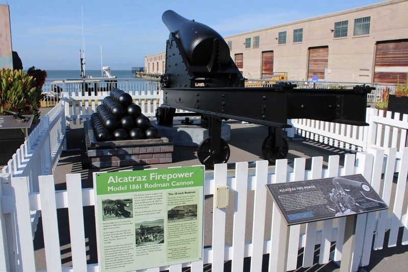 Alcatraz Fire Power Marker and Replica Rodman Cannon image. Click for full size.