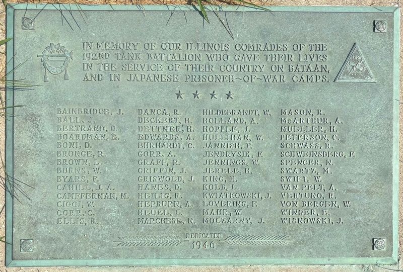 192nd Tank Battalion Memorial Marker image. Click for full size.