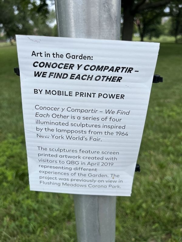 Art in the Garden: <i>Conocer y Compartir - We Find Each Other</i> Marker image. Click for full size.