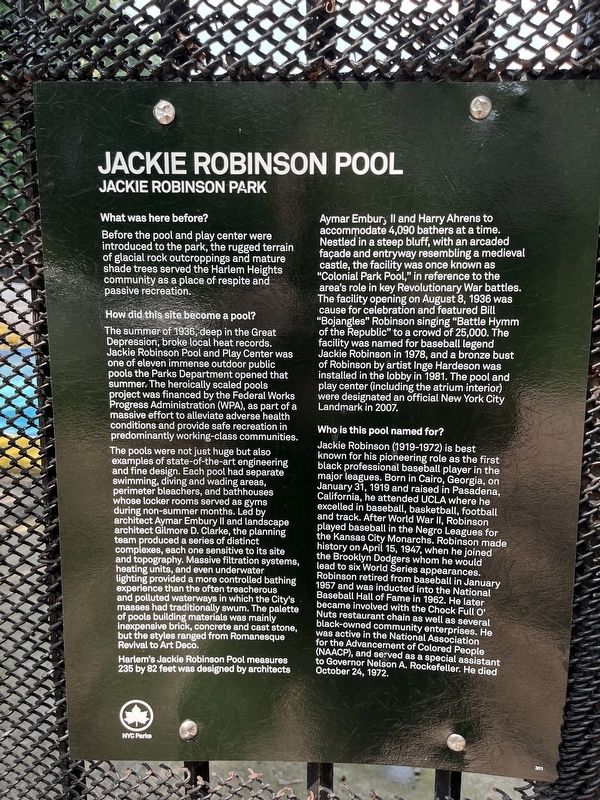 Jackie Robinson Pool Marker image. Click for full size.