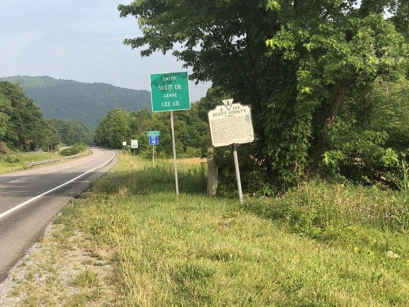 Lee County / Scott County Marker image. Click for full size.