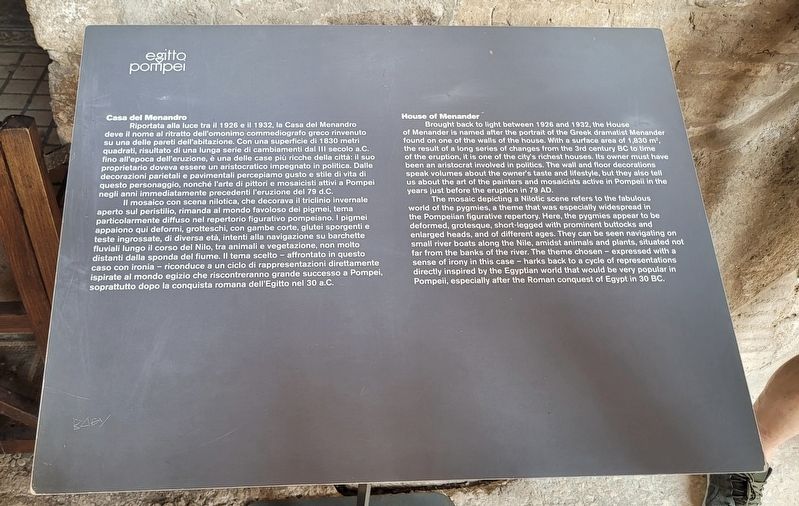 Casa del Menandro / House of Menander Marker. Click for full size. Casa del Menandro / House of Menander Marker image. Click for full size.