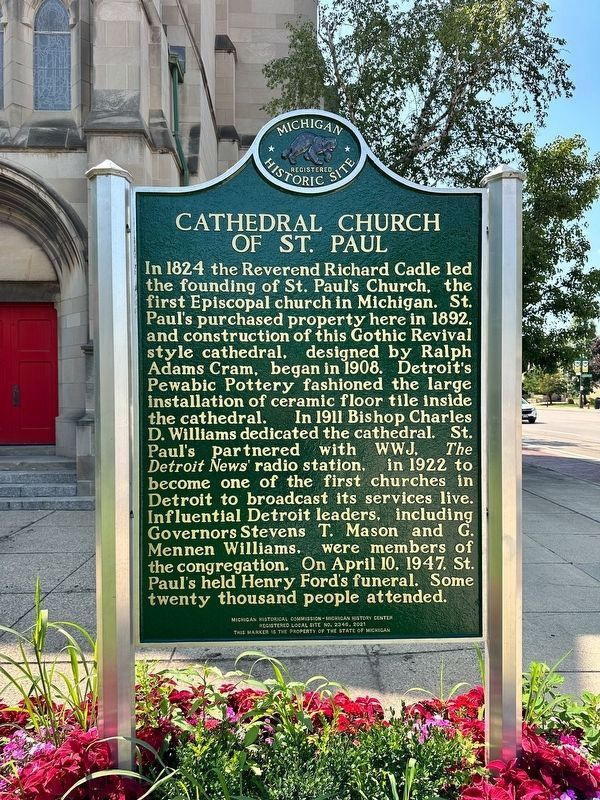 Cathedral Church of St. Paul Marker Side image. Click for full size.