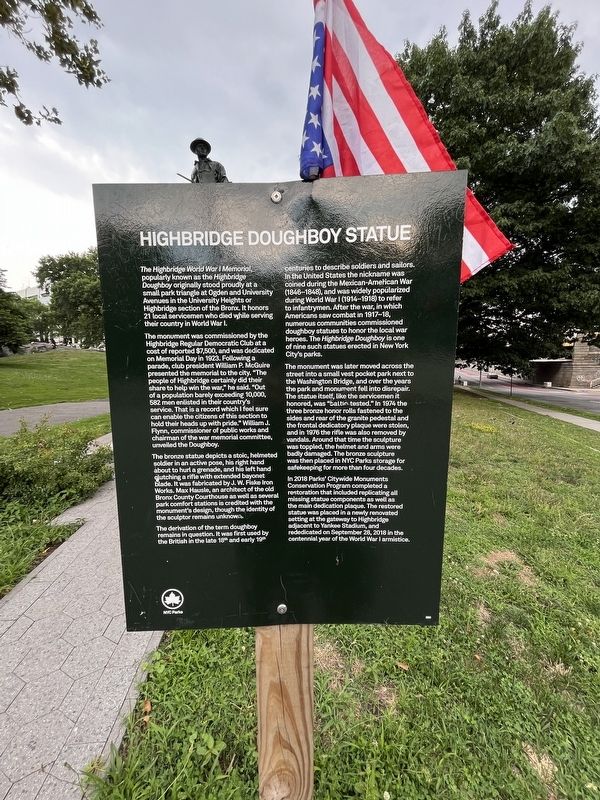 Highbridge Doughboy Statue Marker. Click for full size. Highbridge Doughboy Statue Marker image. Click for full size.