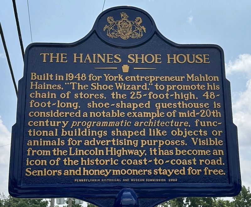 The Haines Shoe House Marker image. Click for full size.