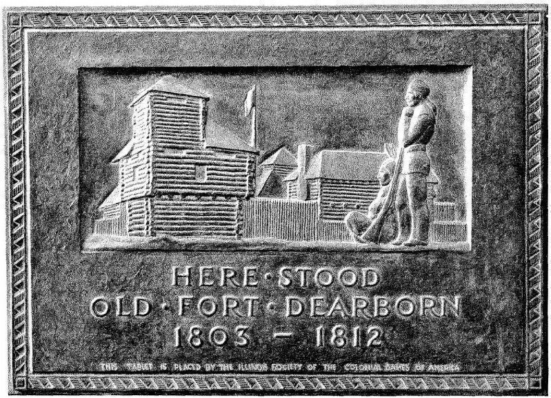 Old Fort Dearborn Marker in 1935 image. Click for full size.