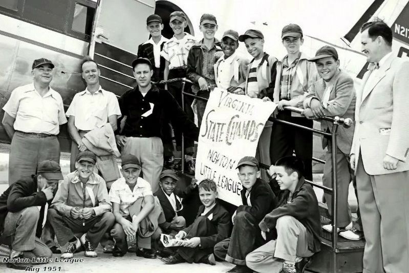 The Norton All-Star team in 1951 gets ready to fly off to the regionals. image. Click for more information.