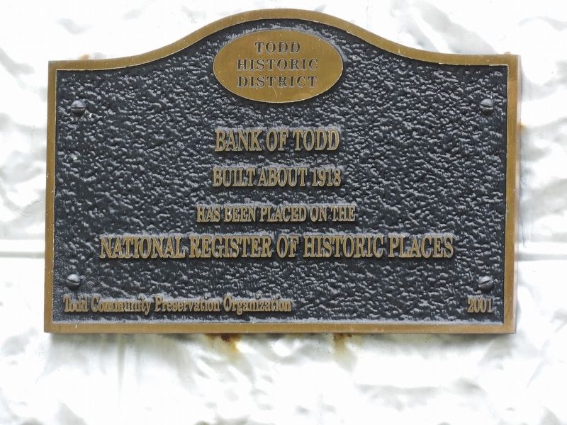 Bank of Todd Marker. Click for full size. Bank of Todd Marker image. Click for full size.