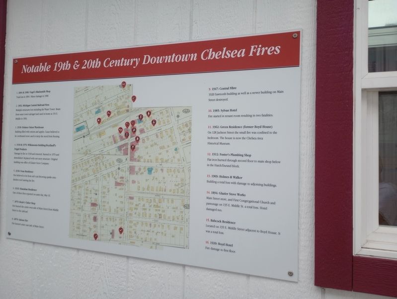 Notable 19th & 20th Century Downtown Chelsea Fires Marker image. Click for full size.