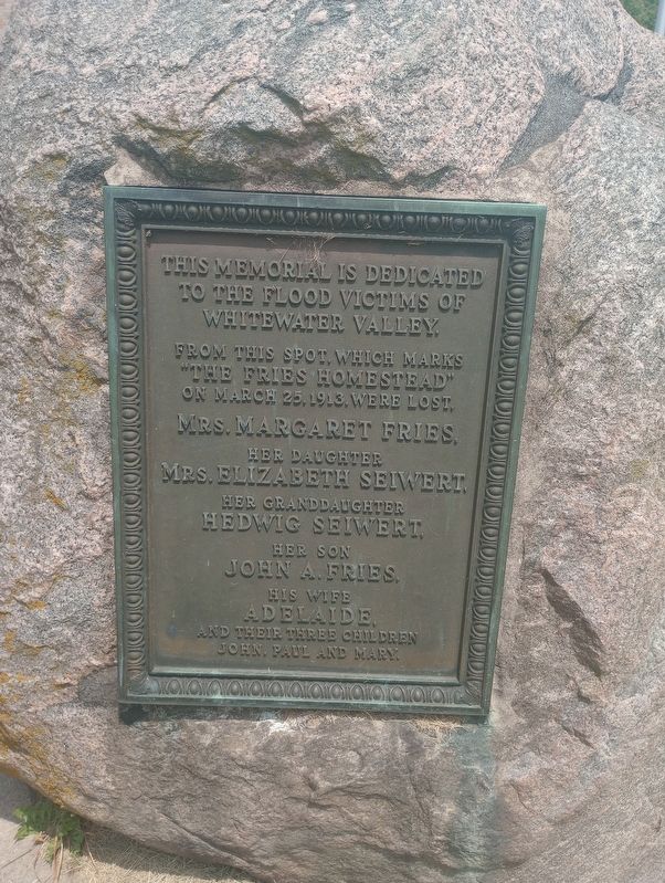 Whitewater Valley Flood Victims Memorial Marker. Click for full size. Whitewater Valley Flood Victims Memorial Marker image. Click for full size.