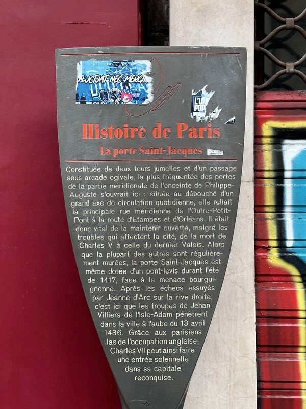 La Porte Saint-Jacques / Saint Jacques Gate Marker. Click for full size. La Porte Saint-Jacques / Saint Jacques Gate Marker image. Click for full size.