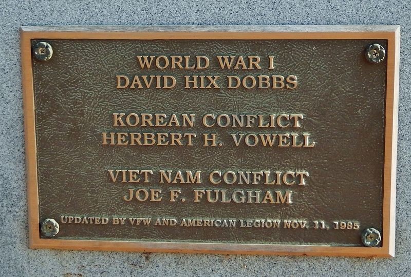 Updated by VFW and American Legion<br>Nov. 11, 1985. Click for full size. Updated by VFW and American Legion<br>Nov. 11, 1985 image. Click for full size.