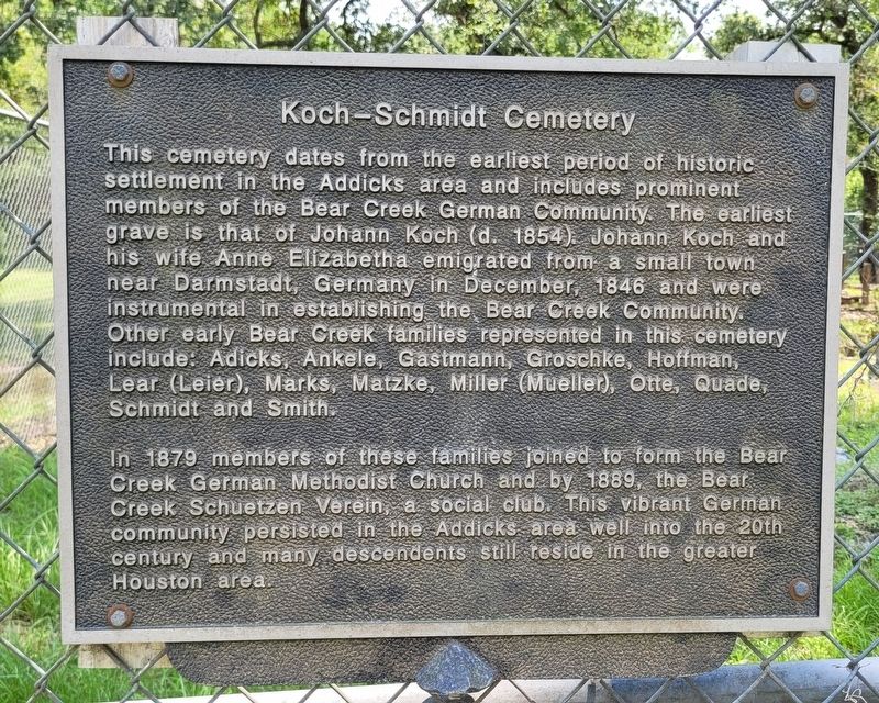 Koch-Schmidt Cemetery Marker. Click for full size. Koch-Schmidt Cemetery Marker image. Click for full size.