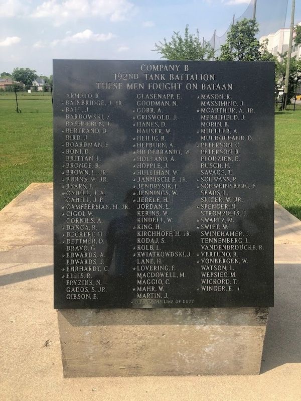 Company B, 192nd Tank Battalion Memorial Marker image. Click for full size.