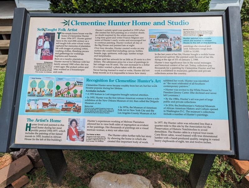 Clemetine Hunter Home and Studio Marker image. Click for full size.