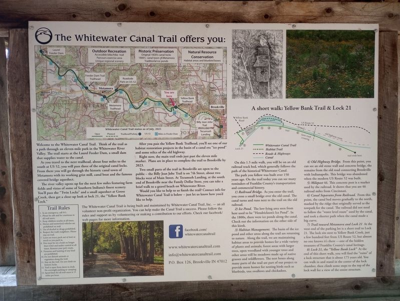 The Whitewater Canal Trail Offers You Marker, Side One image. Click for full size.