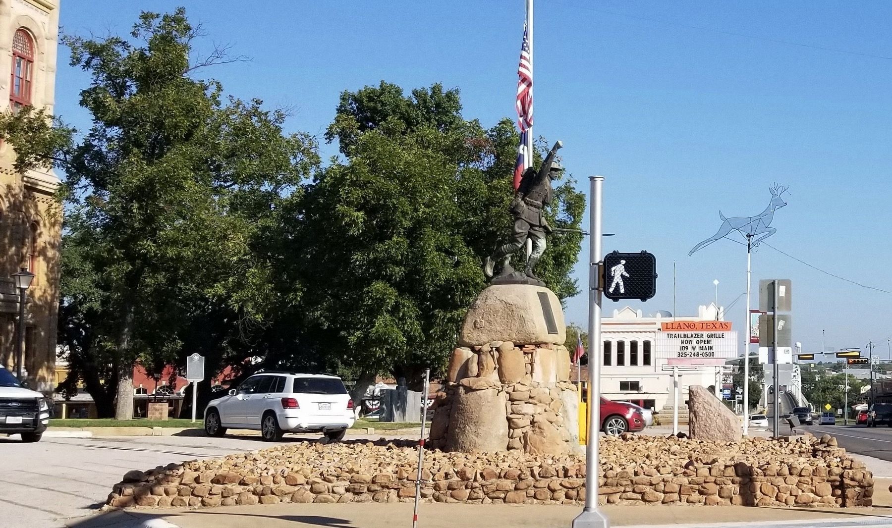 The Honor Roll Marker is located in front of the World War I monument image. Click for full size.