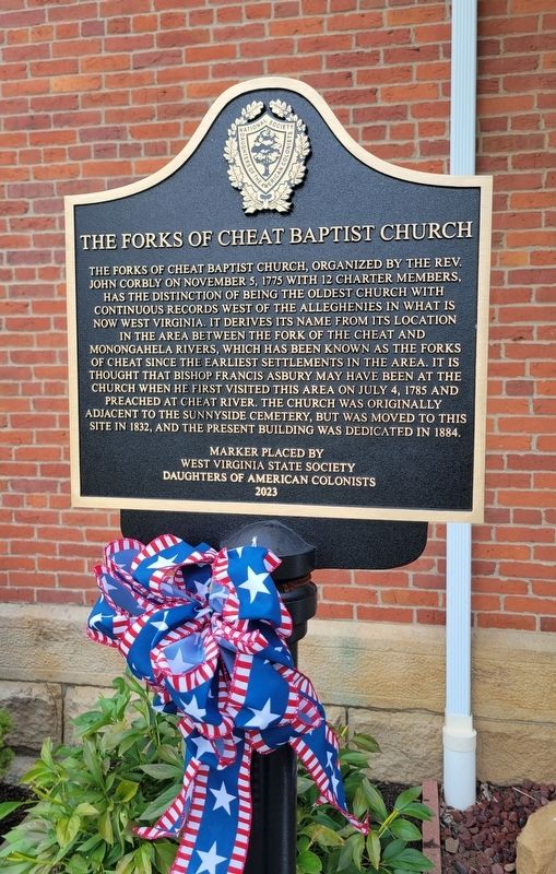 The Forks of Cheat Baptist Church Marker image. Click for full size.