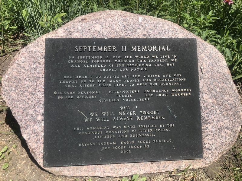 River Forest 9/11 Memorial Marker. Click for full size. River Forest 9/11 Memorial Marker image. Click for full size.