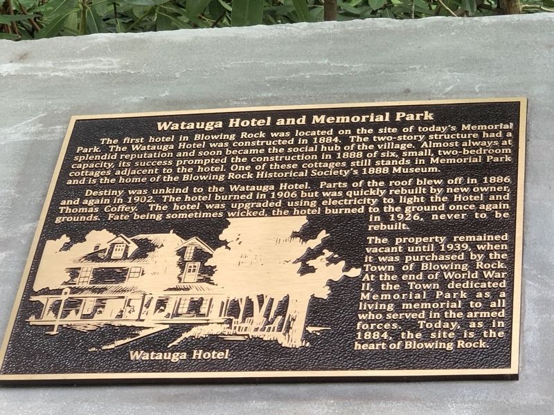 Watauga Hotel and Memorial Park Marker image. Click for full size.