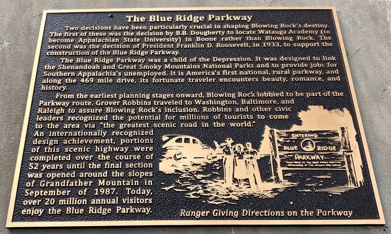The Blue Ridge Parkway Marker. Click for full size. The Blue Ridge Parkway Marker image. Click for full size.