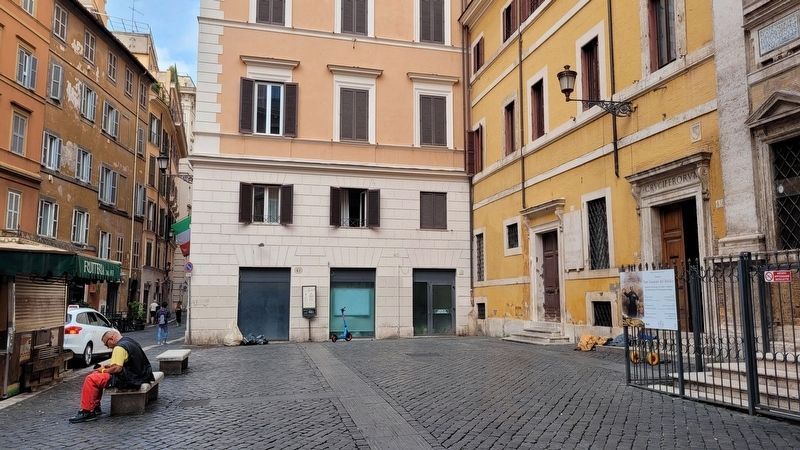 The view of the Church of Santa Maria in Trivio Marker along the street image. Click for full size.