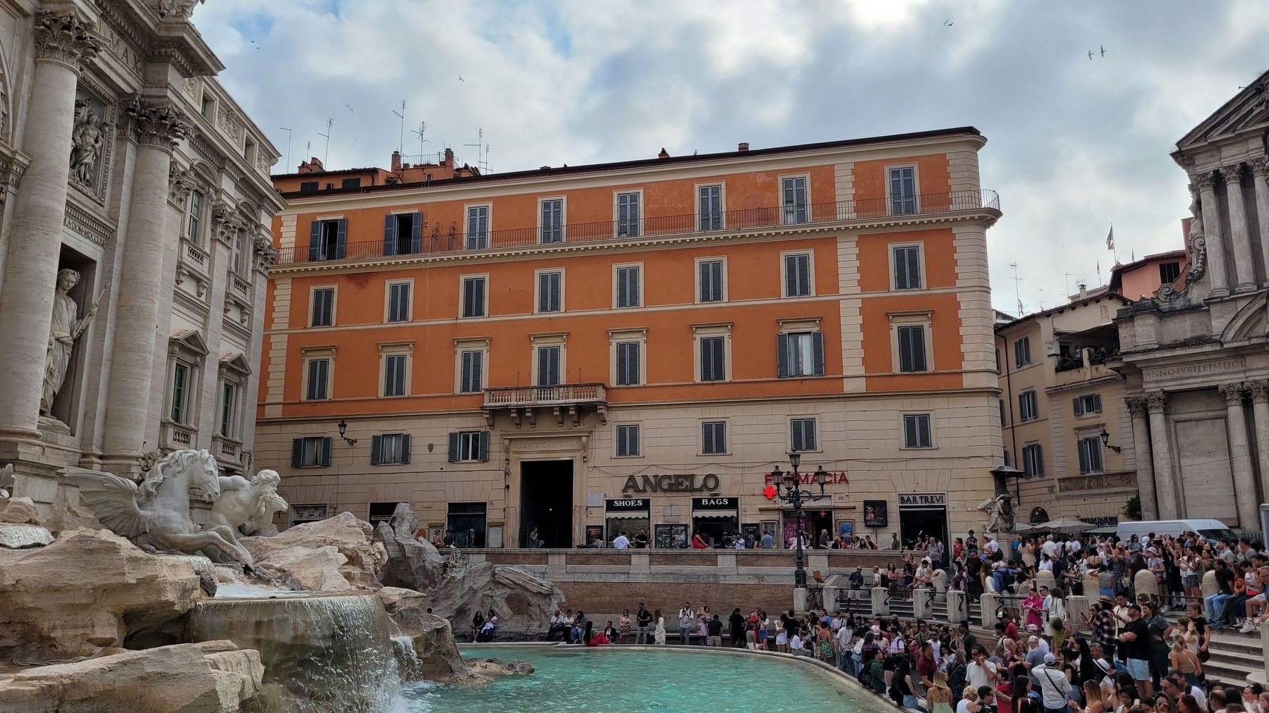 The Sandro Pertini Marker Is located on the far building and past the Trevi Fountain image. Click for full size.